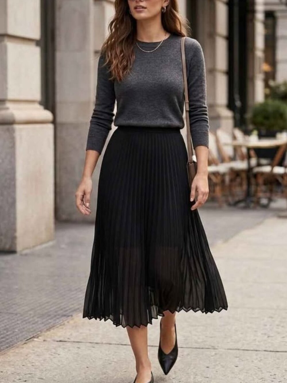 Babaton Jude Skirt - Black High-Waisted Pleated Sheer Midi Skirt
